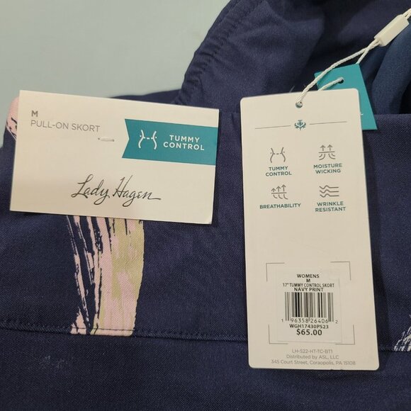 Lady Hagen 17" Tummy Control Skort Navy Print Women's Size Medium NWT - Picture 4 of 9